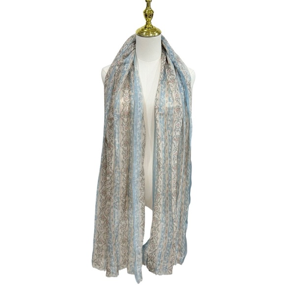 Lauren Ralph Lauren Floral Stripe Wrap Romantic Vintage Inspired Linen Blend NWT - Picture 2 of 14